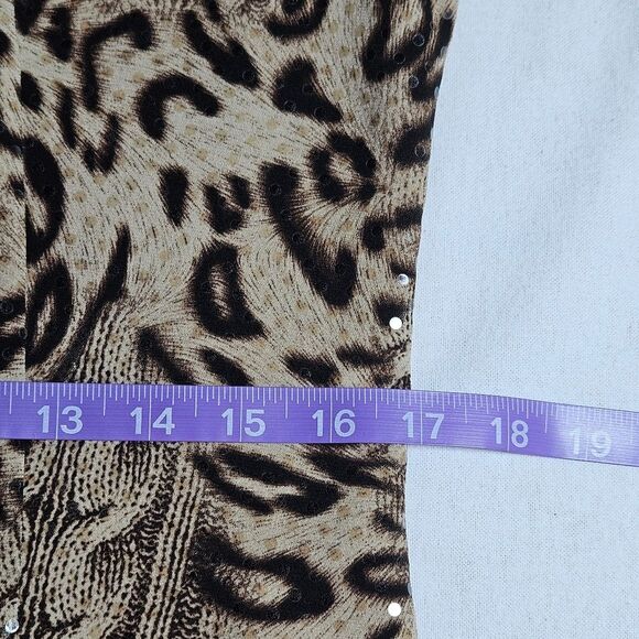 Joseph Ribkoff Sequin Brown & Tan Animal Print Double Zip Jacket Lined Blouse - Picture 10 of 14